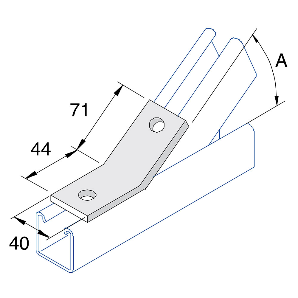 P1546 45 Degree Obtuse Unistrut Angle Bracket with 2 holes. systems at a 45-...