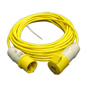 32 AMP 110V Yellow SY Cable Extension Lead IP67 4mm Flexible Armoured Braided 